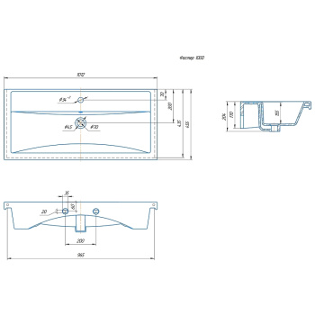 Раковина Фостер 1000 ASB-Woodline 22322