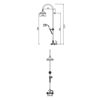 Душевая стойка Gattoni Trd верхний душ 200, смеситель, ручной душ, шланг, золото 24к TR078/18D0