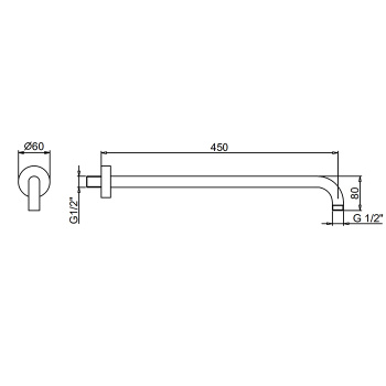Кронштейн для душевой лейки Fantini Nostromo длина: 450, сатовая натуральная сталь 86 93 8028