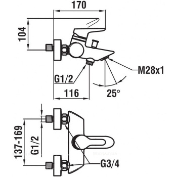 Laufen Twinpro смеситель для ванны-душа без аксессуаров, цвет хром