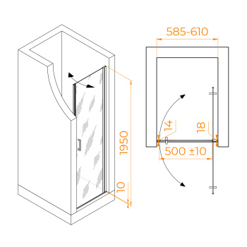 Душевая дверь RGW Leipzig LE-003 распашная 60 см 351200306-11