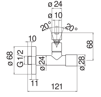 Вентиль угловой Nobili AV00121/21RCP золото