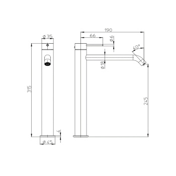 Смеситель для раковины Bossini Nobu INZ204.075 нержавеющая сталь