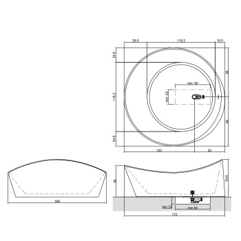 Ванна из искусственного камня Antonio Lupi Dune 172x168 DUNE1