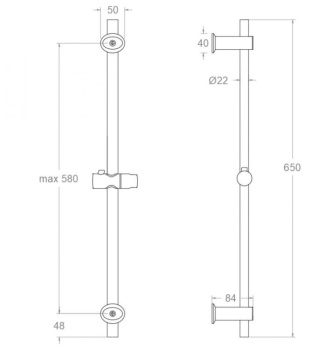 Душевая штанга Ramonsoler круглая 650 мм, черная 778002SNM