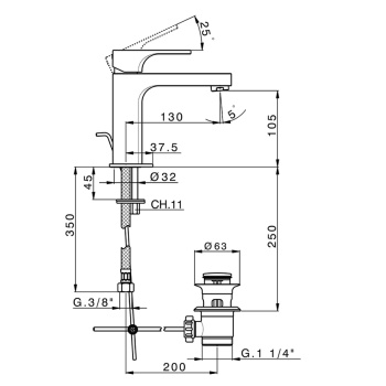 Смеситель для раковины Cisal Cherie CU00049540 черный