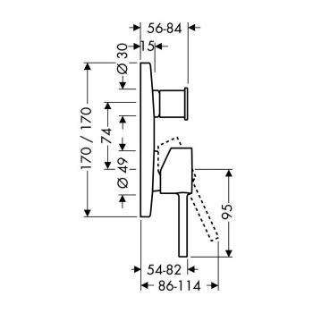 Axor Starck Классический однорычажный смеситель для ванны для скрытого монтажа со встроенной защитной комбинацией EN1717, внешняя часть, цвет: хром 10418000