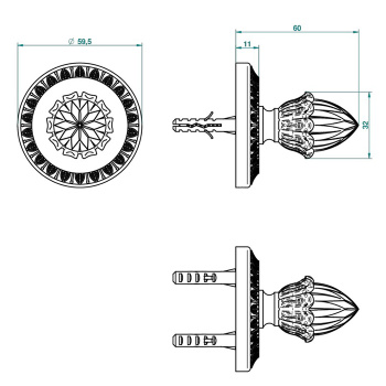 Крючок одинарный THG Malmaison Metal U93-F31-517 soft matt gold