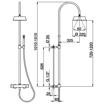 Настенная душевая система Cisal Cherie термостатический смеситель для душа,верхний душ,ручной душ с держателем и шлангом, золото CEC8001024