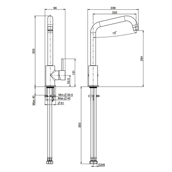 Смеситель для кухни Fima Carlo Frattini Kitchen на 1 отверстие, чёрный матовый F3067/1RNS.ES