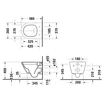 Унитаз подвесной Duravit D-neo 45880900A1 (2588090000+0021690000) белый