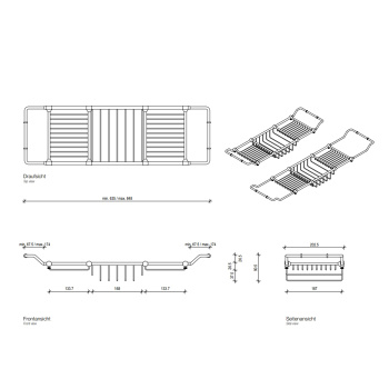 Полочка для ванны Decor Walther DW 25 650-830x205x65 мм., хром 845100