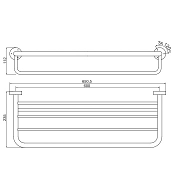 Полотенцедержатель с полочкой Emco Rondo2 600мм, хром 4568 001 62