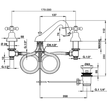 Смеситель для раковины Cisal Arcana Ceramic AC00102027 бронза