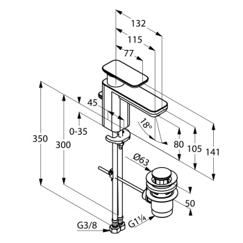 Смеситель для раковины Kludi E2 490230575 хром