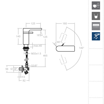 Смеситель для раковины Ramonsoler Arola с каскадным изливом 2601