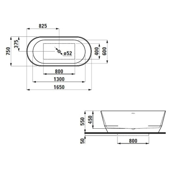 Акриловая ванна Laufen Pro 165x75 2.3995.2.000.000.1