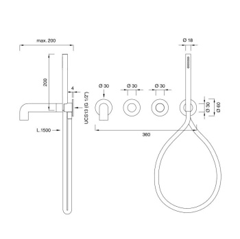 Смеситель для ванны CЕА Design Cartesio CAR 55 W L сталь