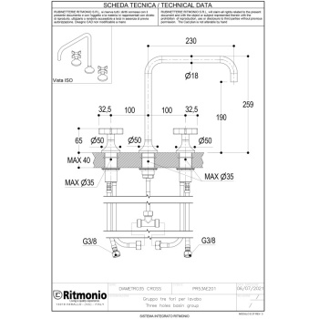 Смеситель для раковины Ritmonio Diametro35 Cross PR53AЕ201CRL хром