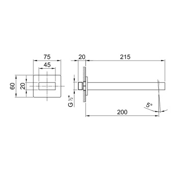 Излив для ванны Fantini Mint настенный, хром 34 02 F045
