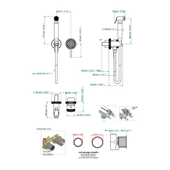 Гигиенический душ THG Hirondelles Platinum Stamped A4K-A02-5840/MBG хром