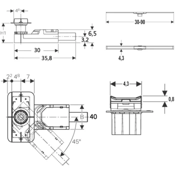 Душевой лоток Geberit Cleanline 20 30-90см 152.450.00.1