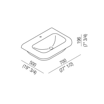 Раковина Agape Ottocento 70х50х19.6, 1 отв., темно-серый ACER07661RZG *1