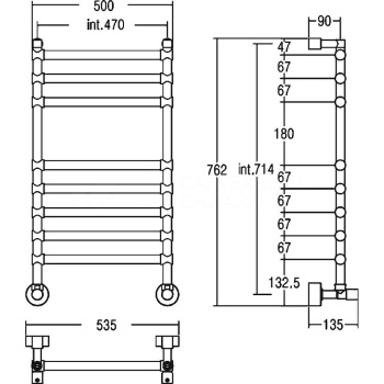 Полотенцесушитель водяной Margaroli Sole 4644708EGON 76X54 золото
