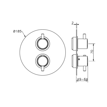 Cмеситель для душа Cisal Less New термостат, 3 положения, хром LN01820021