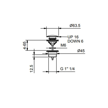 Донный клапан для раковины Fantini нажимной, с механизмом ''Push-Open'', черный матовый 91 13 8434