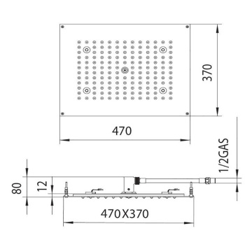 BOSSINI DREAM-RECTANGULAR Верхний душ 470 x 370 мм с 4 LED (белый), блок питания/управления, цвет: х