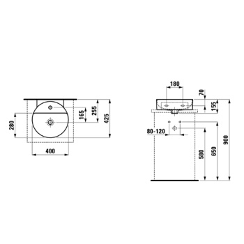 Laufen VAL Раковина 400x425х110мм с 1 отв. под смеситель, цвет: белый