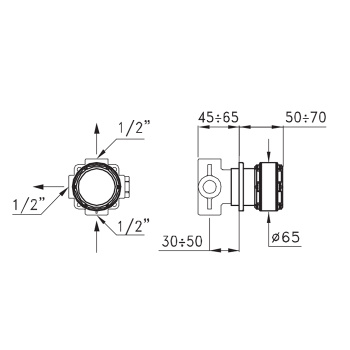 Встраиваемый переключатель для душа Stella Timeaster 0/153 на 2 выхода, круглая ручка d=65 хром, ручка черная TL 01202 CR00N
