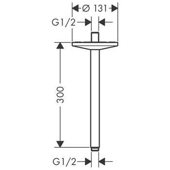Axor One Потолочное подсоединение 300 мм для верх.душа 1j, цвет: черный матовый 48495670