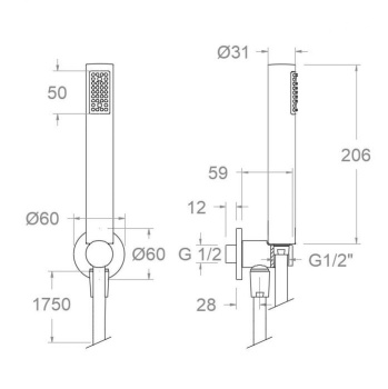 Душевой набор Ramonsoler встраиваемый 3981P