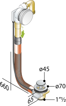 Слив-перелив для ванны OMP Tea 595.180.6 хром