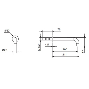 Излив смесителя для раковины Fantini Fontane Bianche настенный, Matt Gun Metal PVD 47 P5 8443