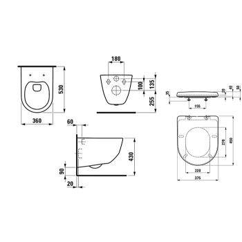 Унитаз подвесной Laufen Pro 6.2096.6.395.000.1 (8.2096.6.000.000.1 + 8.9395.9)