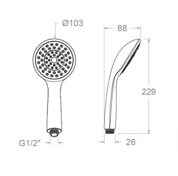 Душевая лейка Ramonsoler 103 мм 1 режим abs 3524