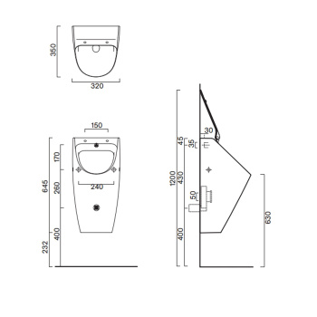 Писсуар Catalano Comfort 64x32, белый глянцевый 932640001