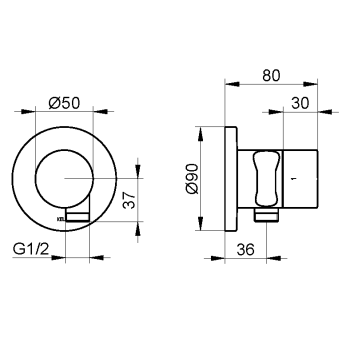 Шланговое подключение Keuco Ixmo 59557010201 выводом для шланга и держателем