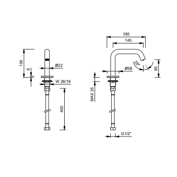 Излив смесителя для раковины Fantini Nostromo Matt Gun Metal PVD 24 P5 8496