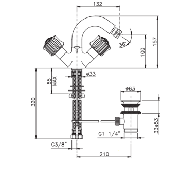 Смеситель для биде с поворотным изливом Nicolazzi Onice излив: 132 мм, хром 2134CR09O