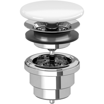 Villeroy&Boch Донный клапан для раковин(крышка круглая,керамика)альпийский белый,незап.с решеткой