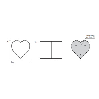 Столик декоративный на стальной основе Kerasan Artwork CUORI, 50х50х41, красный глянцевый 4714K2