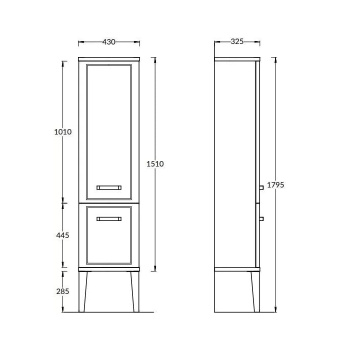 Пенал POMPEI напольный\подвесной Kerama Marazzi 150 черный глянцевый PO.N.150\BLK