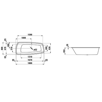 Акриловая ванна Laufen Palomba 180x80 2.4280.0.000.000.1