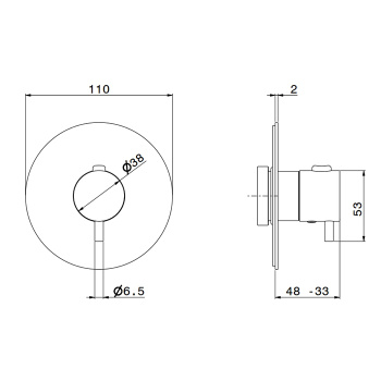 Смеситель для душа термостат Newform X-steel 316 без запорного вентиля, для 27890, PVD Brushed copper bronze 67670EX.59.067