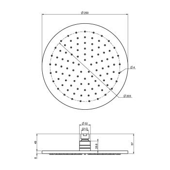 Верхний душ из латуни Fima Carlo Frattini Wellness 250, золото брашированное F2621/2OS