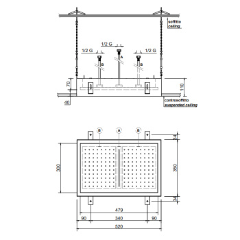 Встраиваемый верхний душ Antonio Lupi Meteo 52x35x11, с LED подсветкой, белый А0002423719